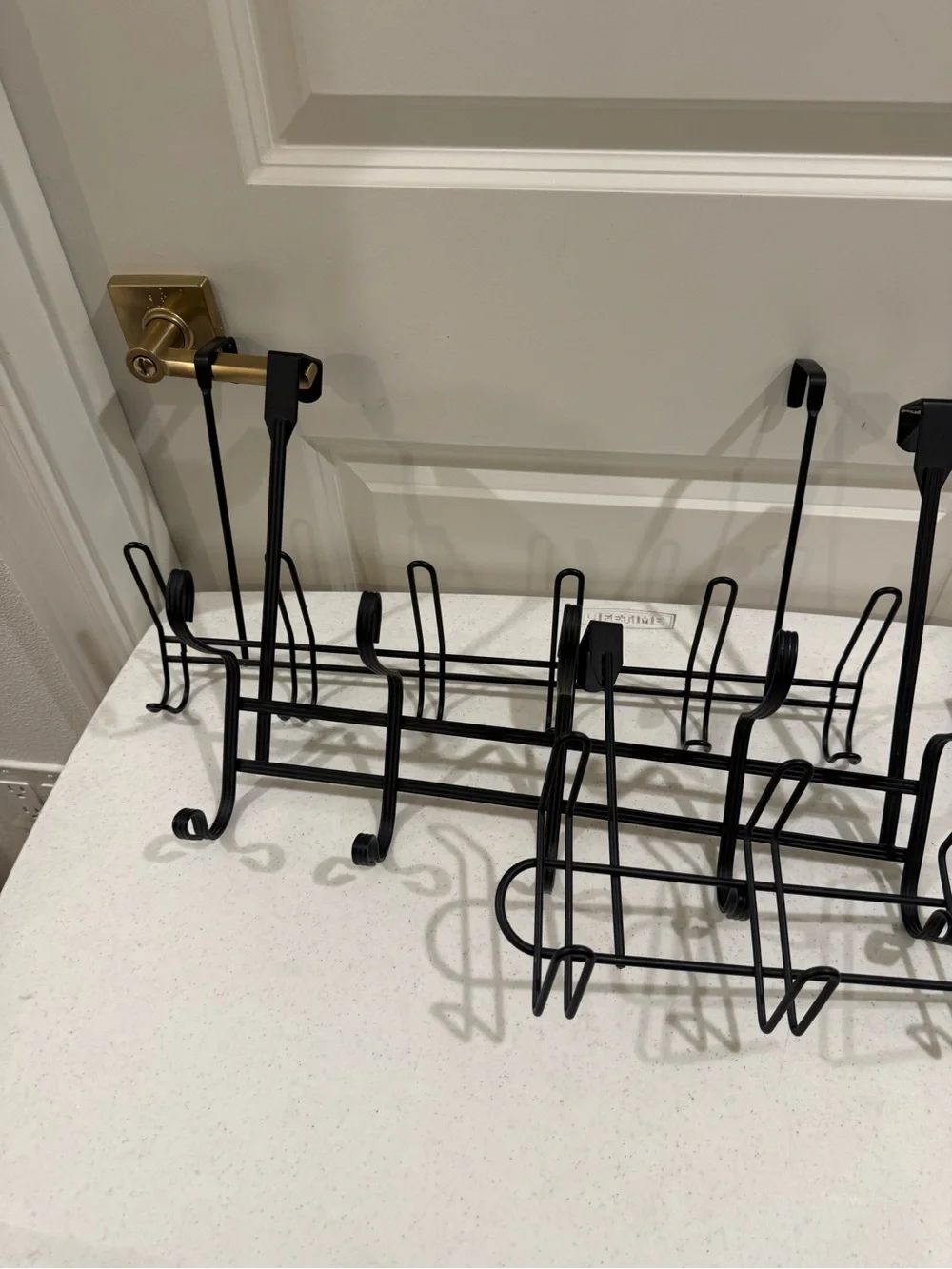 Black Metal Over-the-Door Hook Rack Trio ~ Sleek Over the Door Organizer